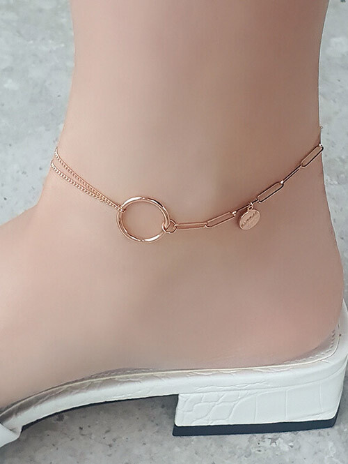 14K 18K 엘바 러브 써클 언발 발찌